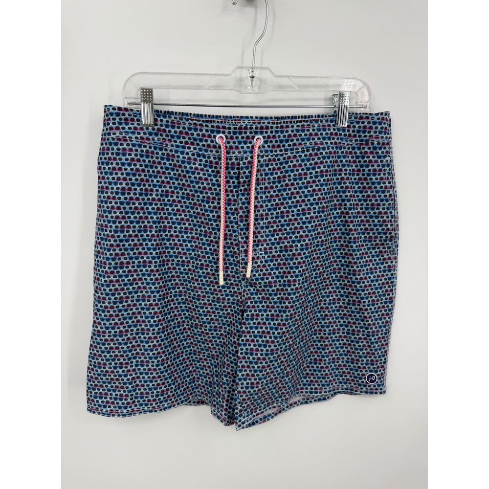 Johnnie-O Carnero Swim Trunks Mens Large Malibu Blue‎ Sunglasses Print JMSS2730
